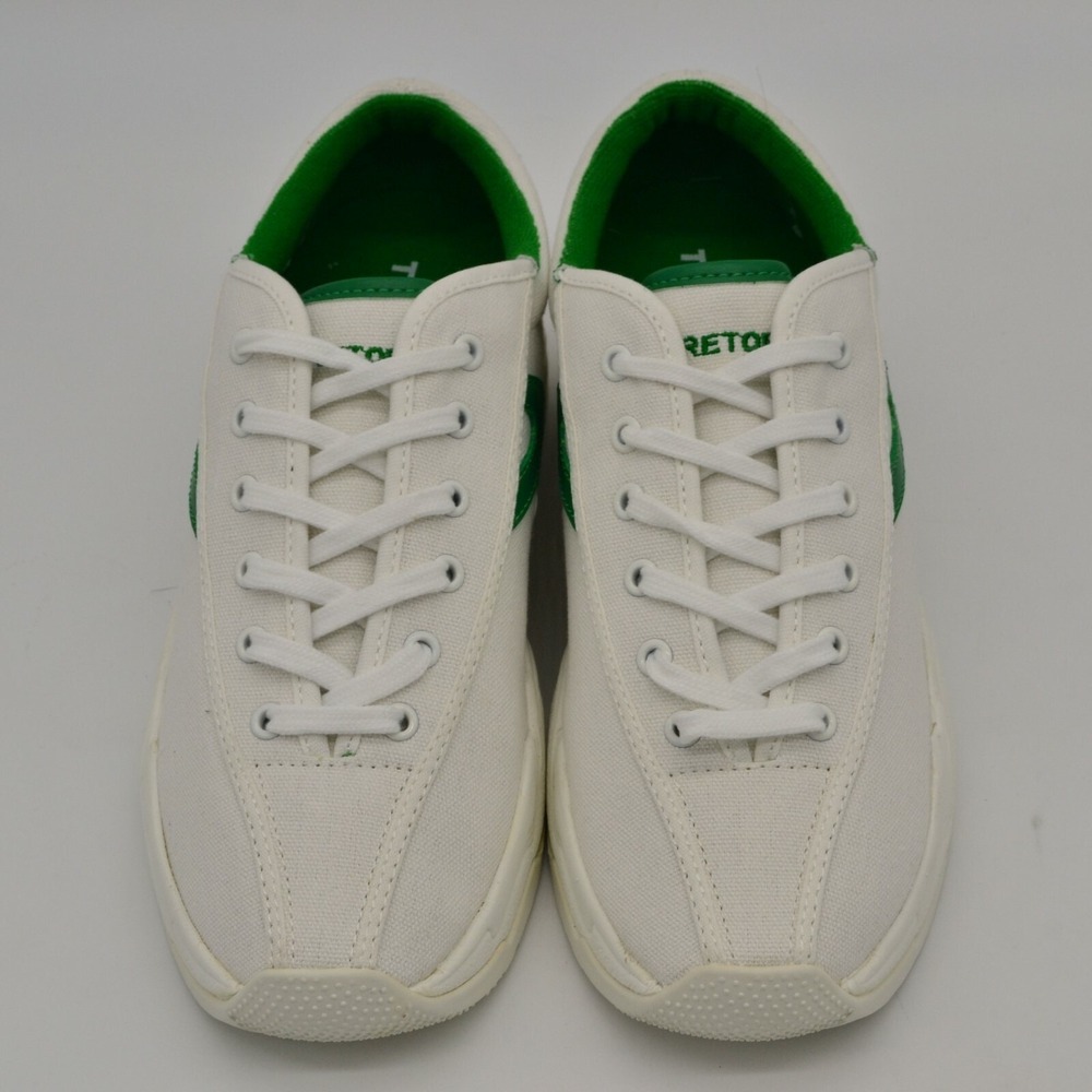 Tretorn Shoe Girls Nylite Canvas LaceUp Sneaker 4 White Green Cushion Insole NEW